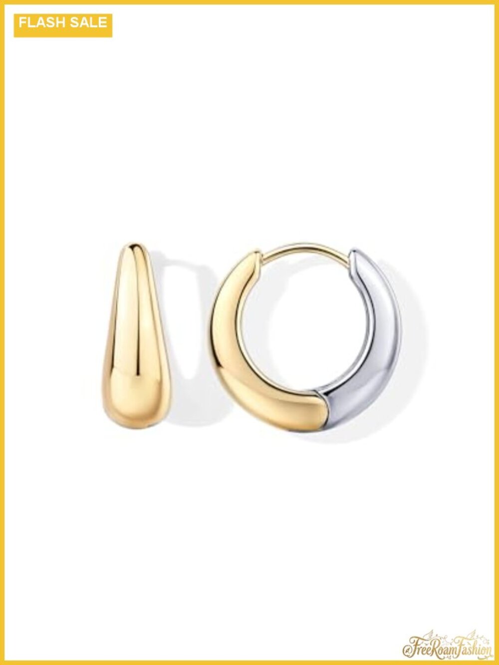 PAVOI Waterproof Reversible Chunky Hoop Earrings for Women Mixed Metal 18mm